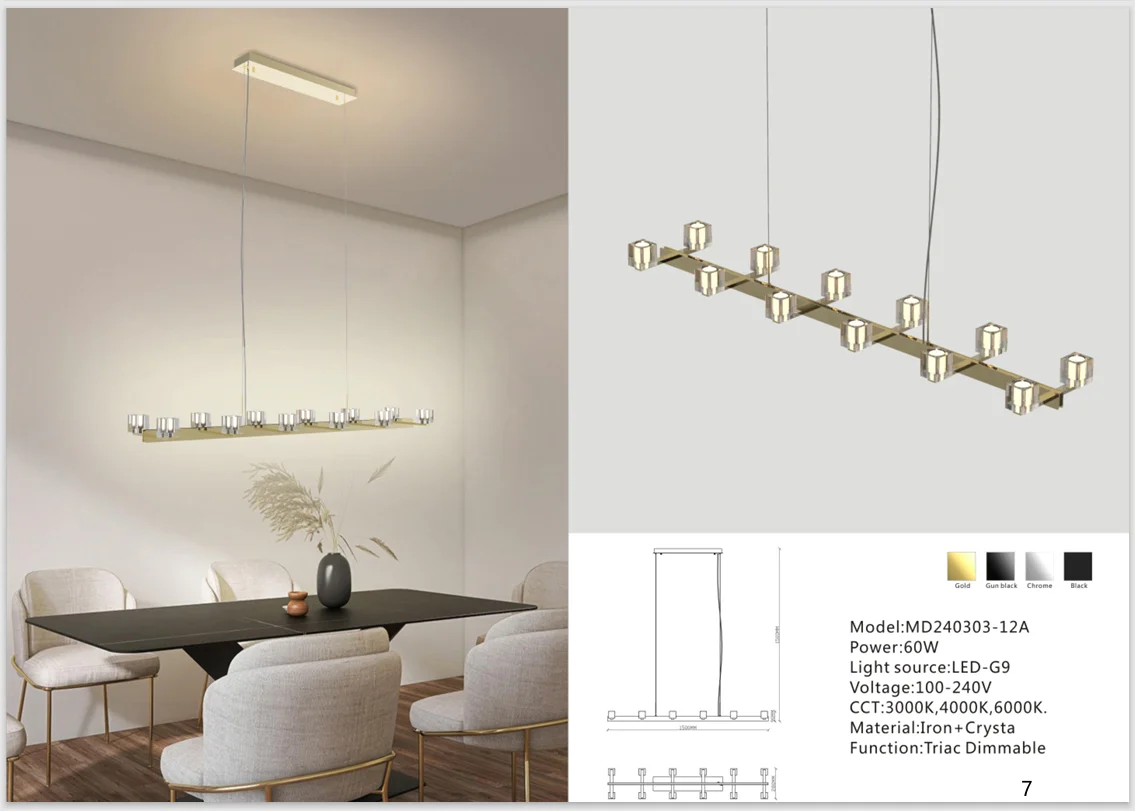 Large Linear Crystal Chandelier for Conference and Dining Areas