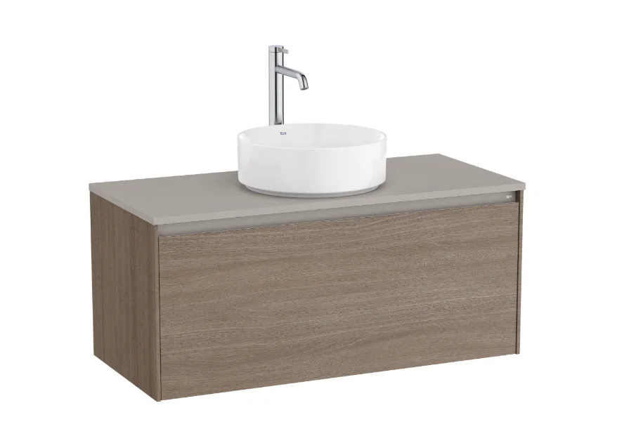 ROCA ONA Wall-Hung Bathroom Base Unit with One Drawer – Dark Elm
