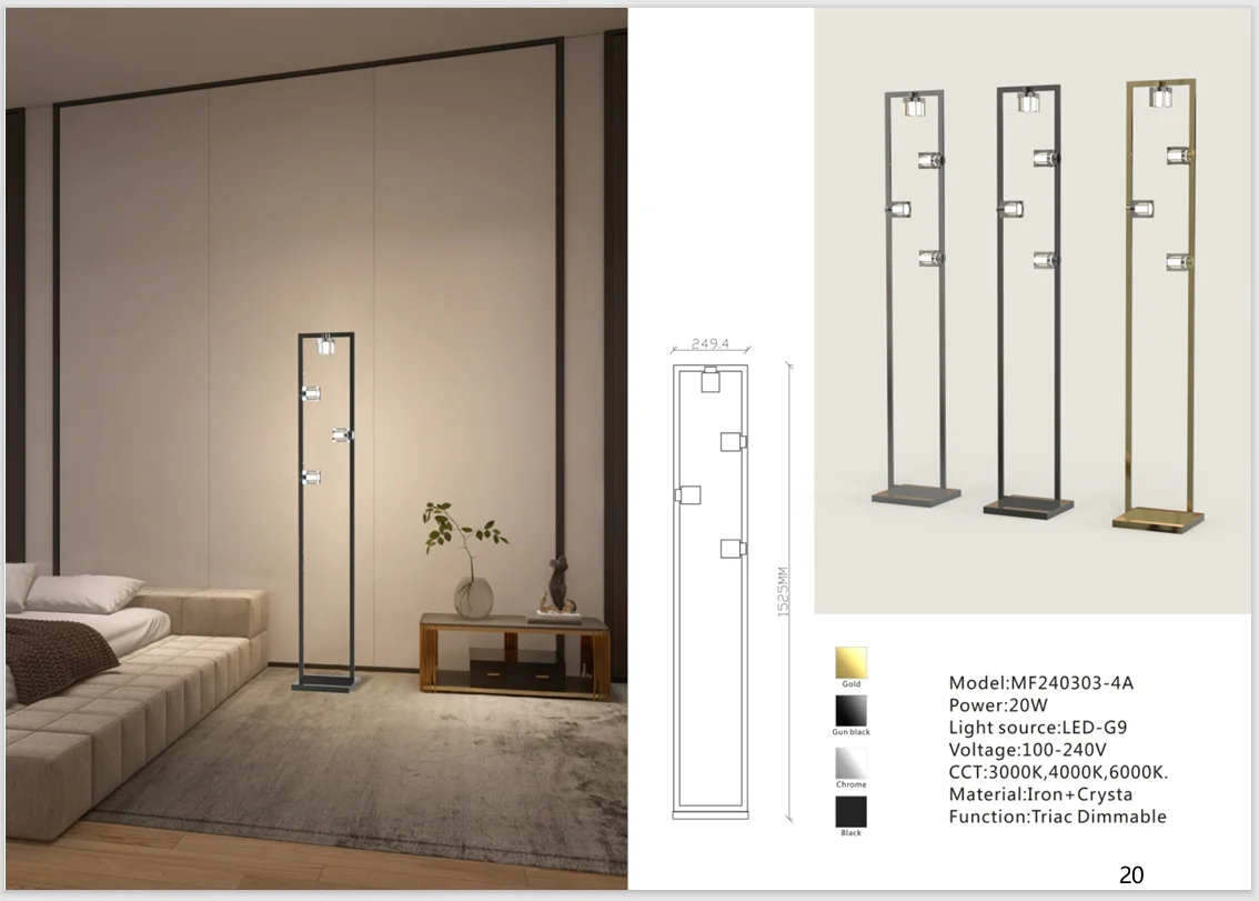 Modern Crystal Floor Lamp for Hotel and Apartment Interiors