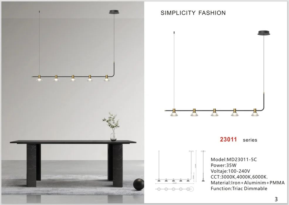 Linear Decorative Pendant Light for Dining and Meeting Rooms