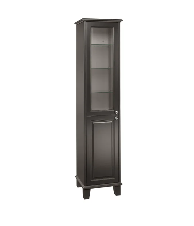 Roca CARMEN Floorstanding Bathroom Column Unit – Glass Door, LED Lighting, Matt Black