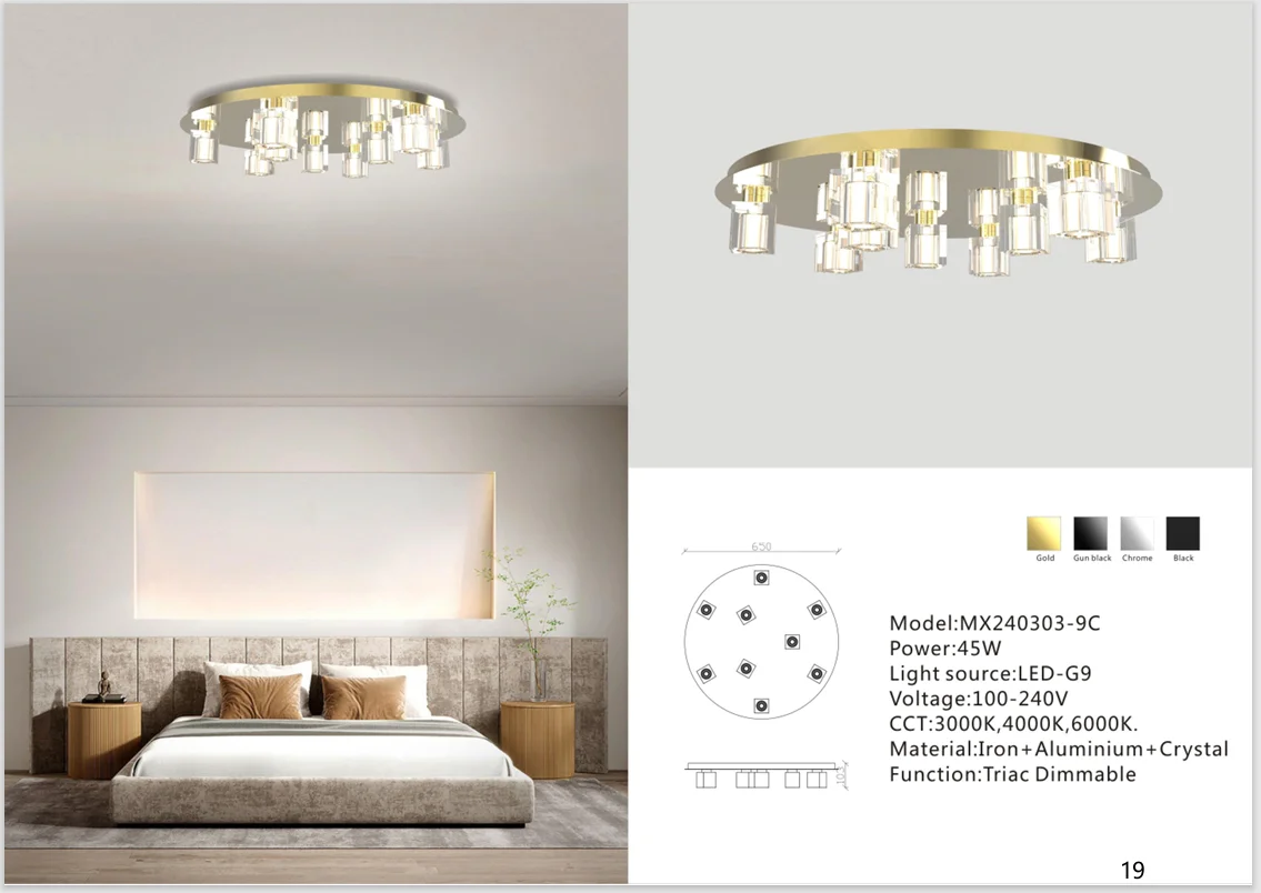 Gold Crystal Ceiling Chandelier for Classic Villa Interiors