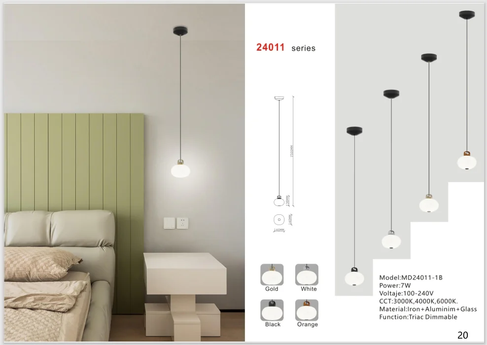 Modern Glass Pendant Light for Bedroom and Villa Interiors