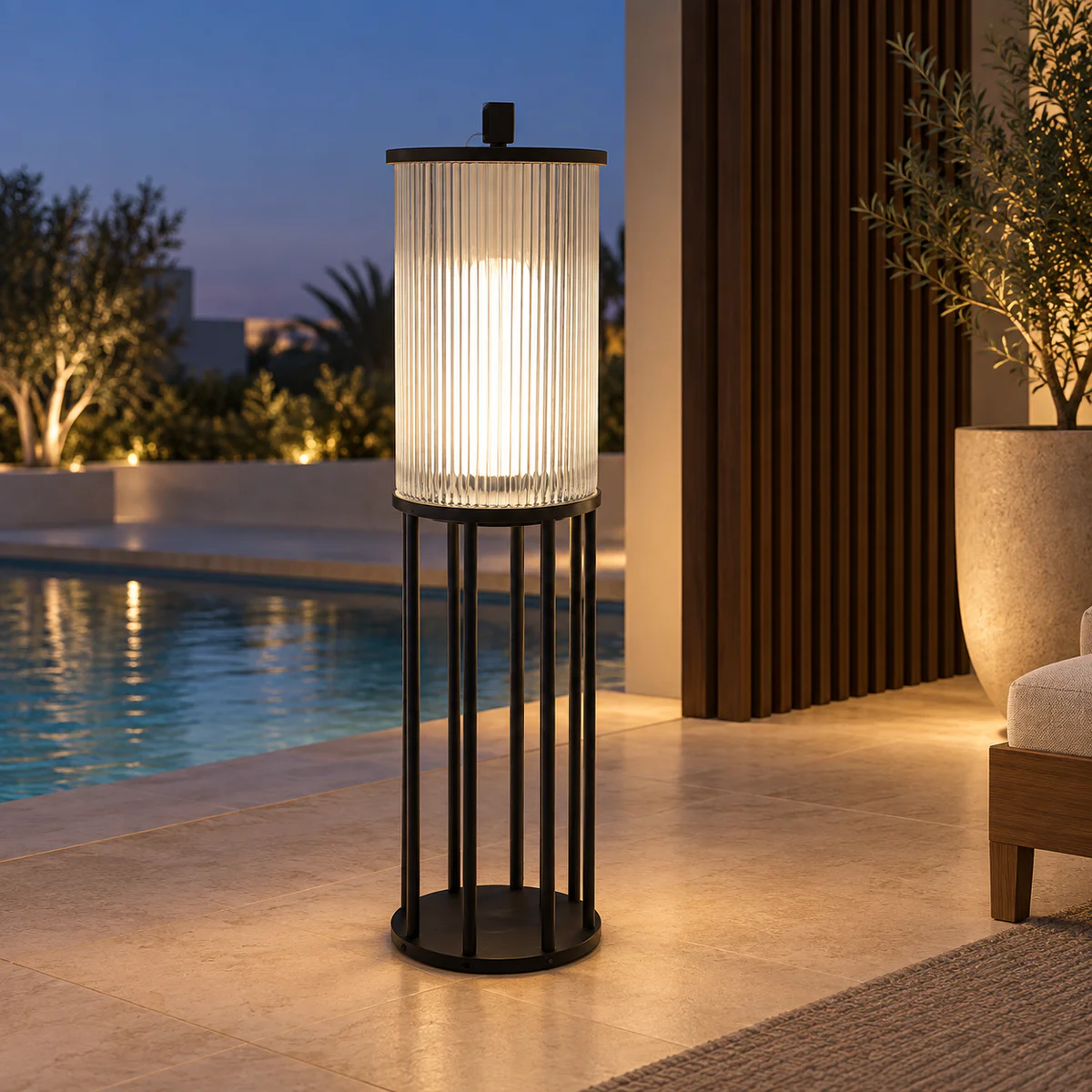 IP65 Solar & Wired Ribbed Glass LED Outdoor Lantern – Model 2135