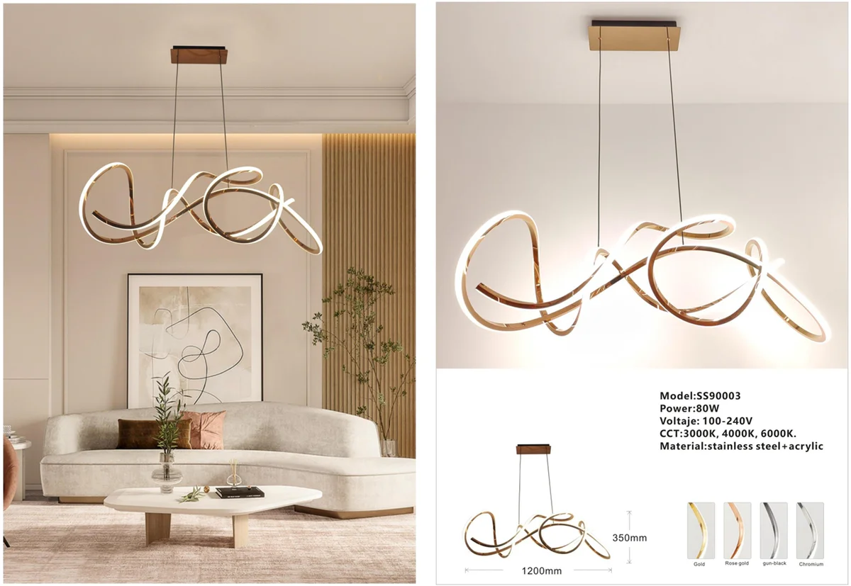 Modern Stainless-Steel Pendant Light for Restaurant and Villa Interiors
