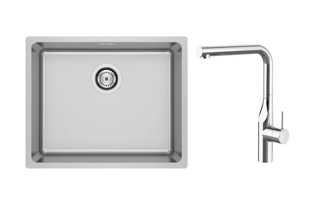 ROCA ROMA 50 Stainless Steel Single Bowl Kitchen Sink with GLERA Mixer