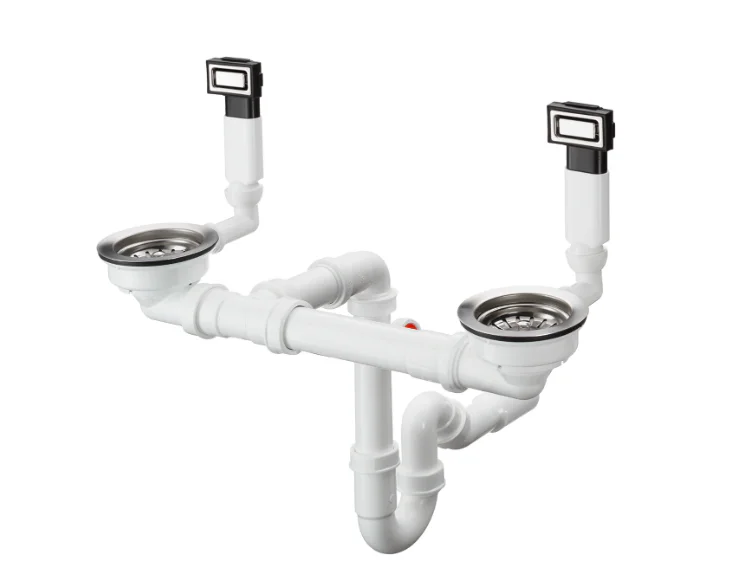 hansgrohe D15-10 Double Bowl Kitchen Sink Waste & Overflow Set – Stainless Steel