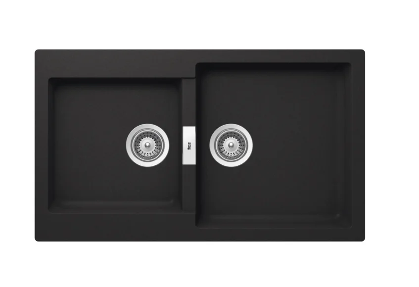 ROCA OSLO Quarzex® Reversible Double Bowl Kitchen Sink – Black