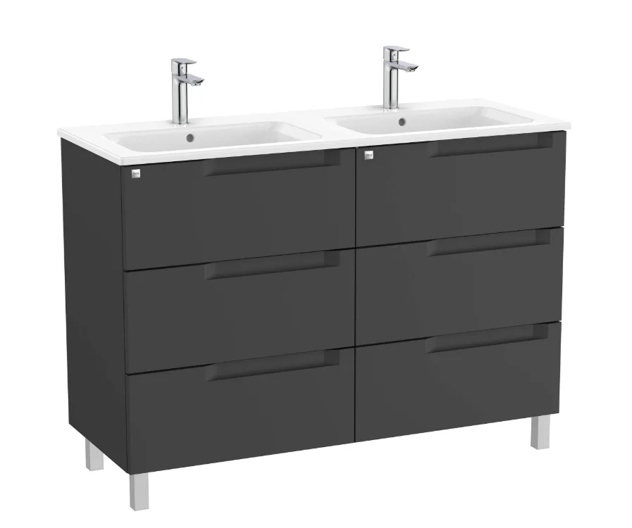 ROCA ALEYDA Double Basin Vanity Unit – Matt Black | 1200 mm