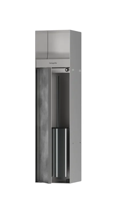 hansgrohe XtraStoris Rock Recessed Toilet Brush & Paper Holder – Brushed Stainless Steel
