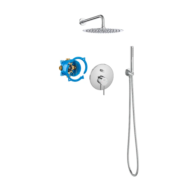Roca ONA Built-In Single-Lever Shower Mixer Faucet Set – Ø250 mm Shower Head, Chrome