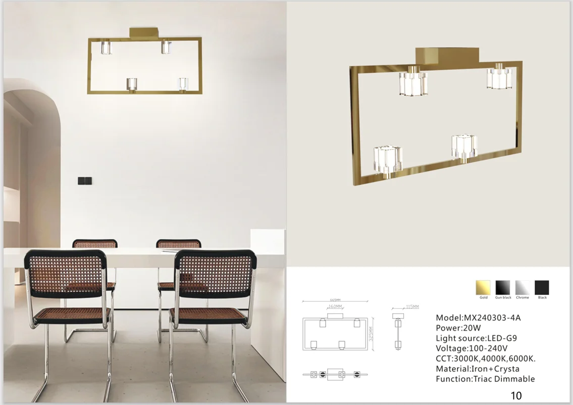 Modern Square Crystal Ceiling Light for Interior Projects