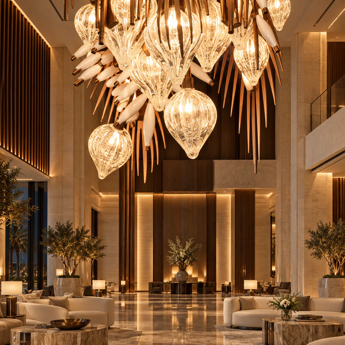 Linear Art Glass Hotel Feature Chandelier - Model CX-YD017