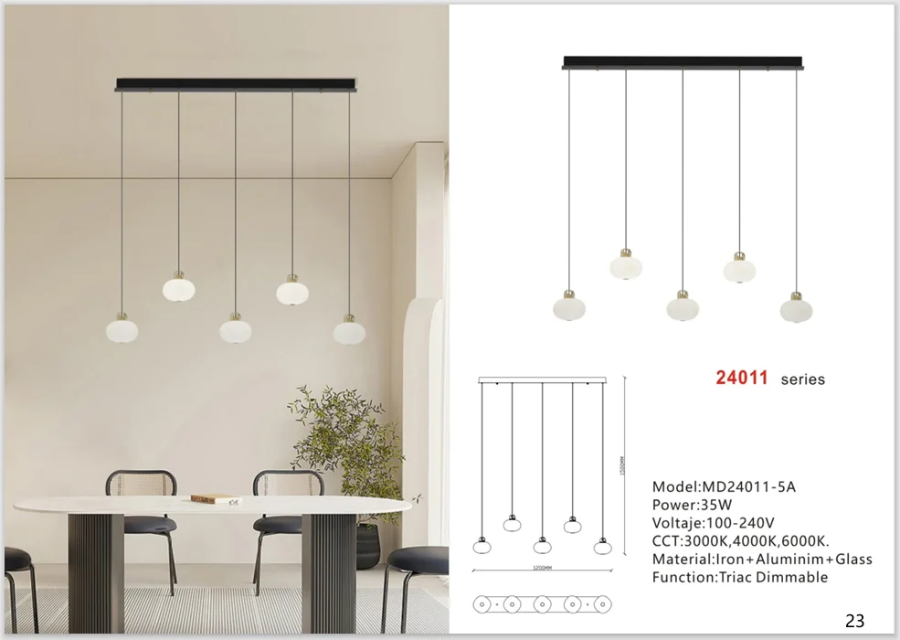 Linear Glass Pendant Light for Dining Tables and Restaurants