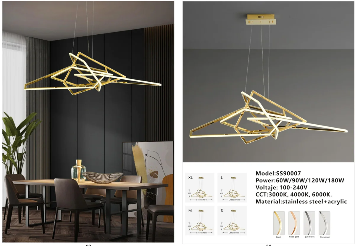 Geometric Stainless-Steel Pendant Light for Restaurant Projects