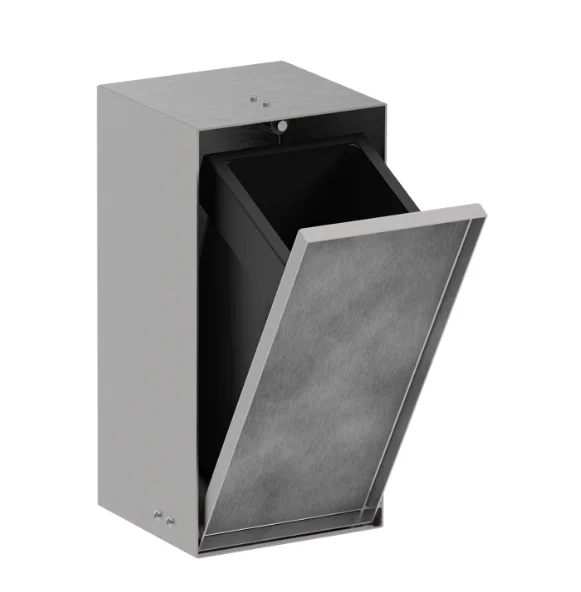 hansgrohe XtraStoris Rock Recessed Waste Bin – Brushed Stainless Steel