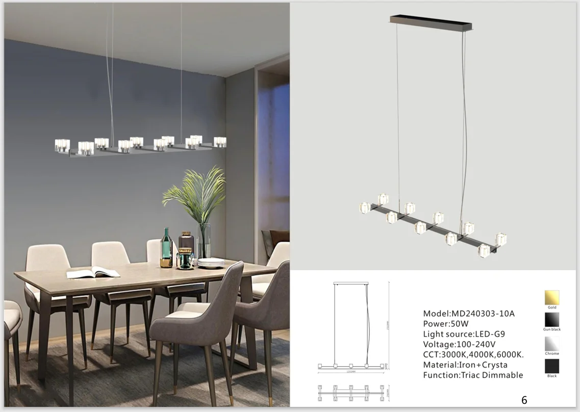 Long Crystal Pendant Light for Dining and Hospitality Interiors