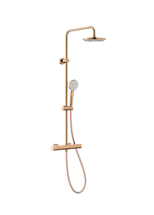 Roca Even T-Round Thermostatic Shower Column – Rose Gold