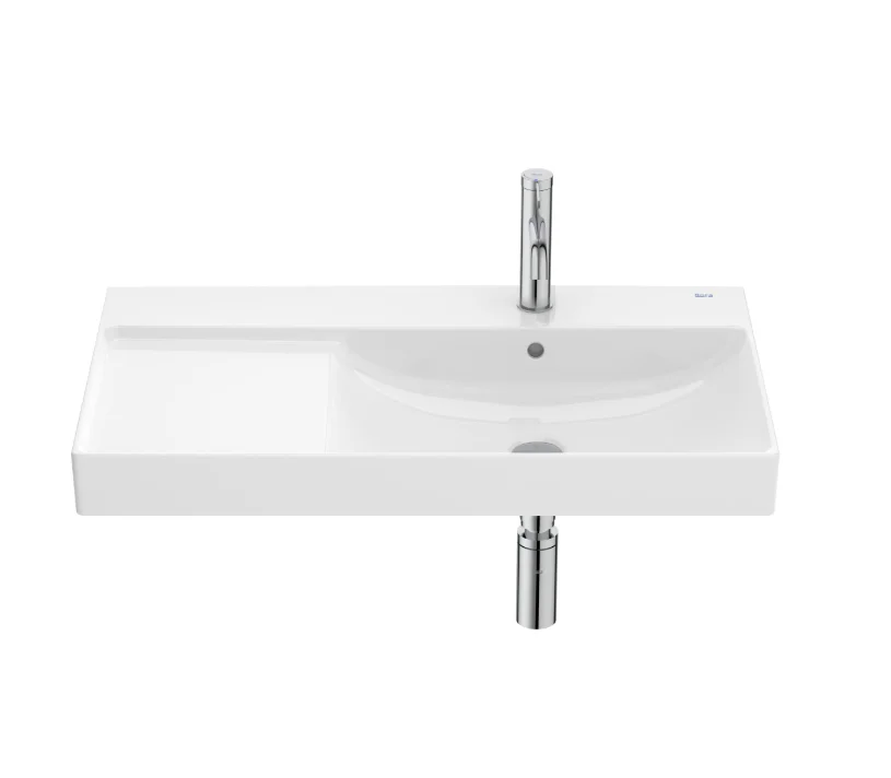 Roca Ona Asymmetric Wall-Hung Fineceramic® Basin – 800 × 460 mm