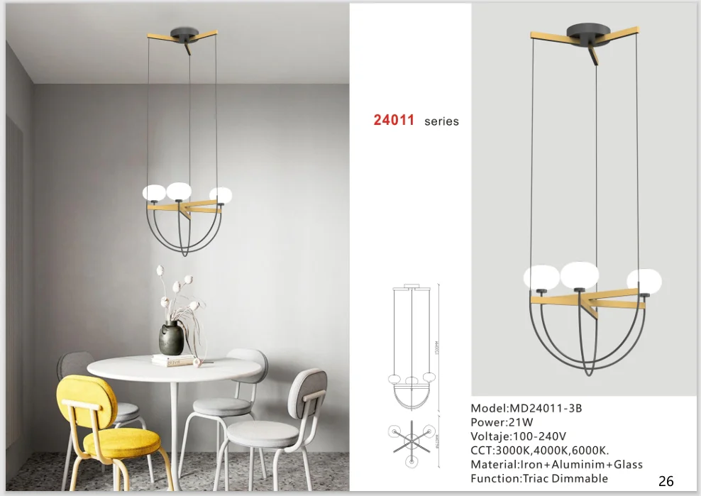 Three-Light Decorative Glass Pendant for Small Dining Spaces