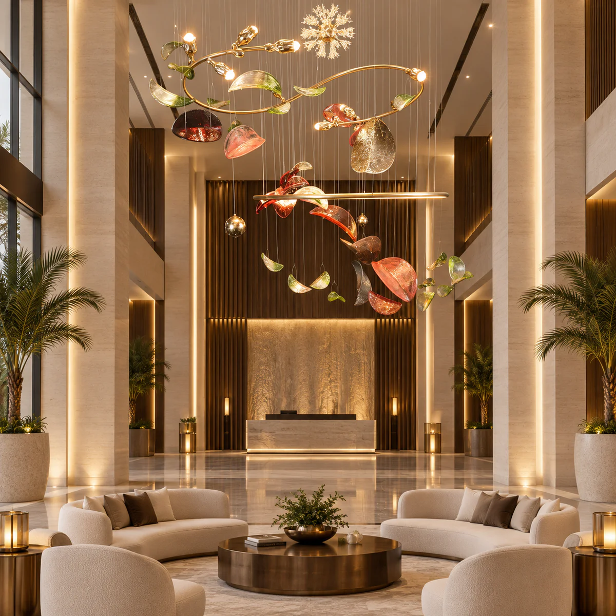 Bespoke Suspended Botanical Art Glass Installation - Model CX-YD012
