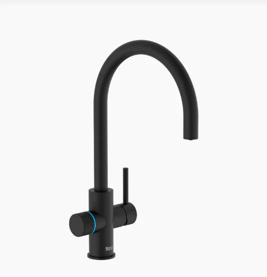Roca AQUAFY Twin-Lever Filtered Water Kitchen Mixer Faucet – 5-Stage Filter, Matt Black