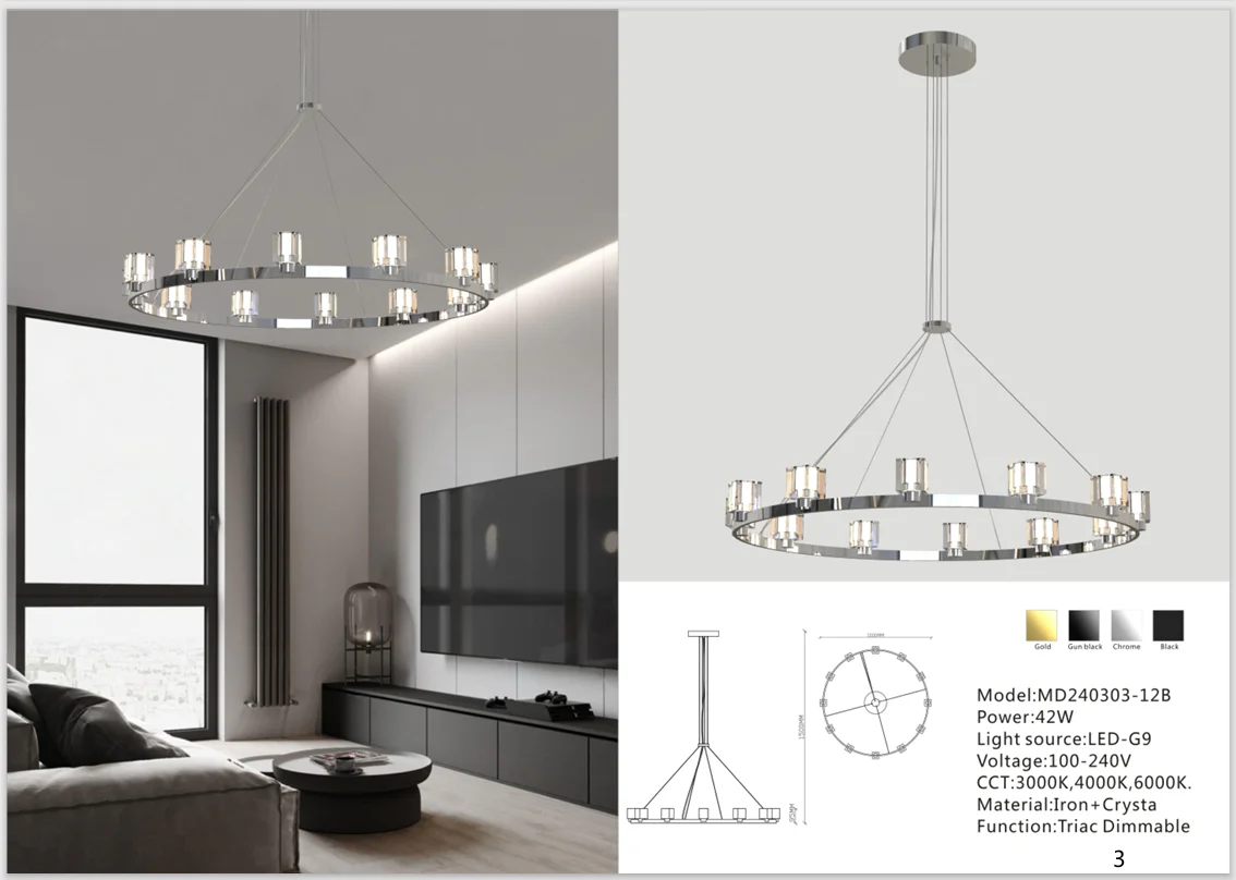 Round Crystal Chandelier for Modern Living Rooms